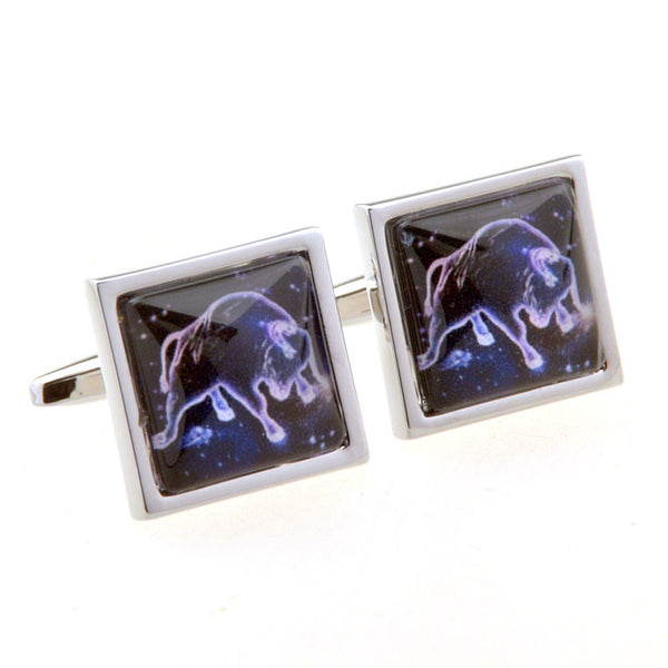 Zodiac Sign Constellation Cateye Glass Cufflinks