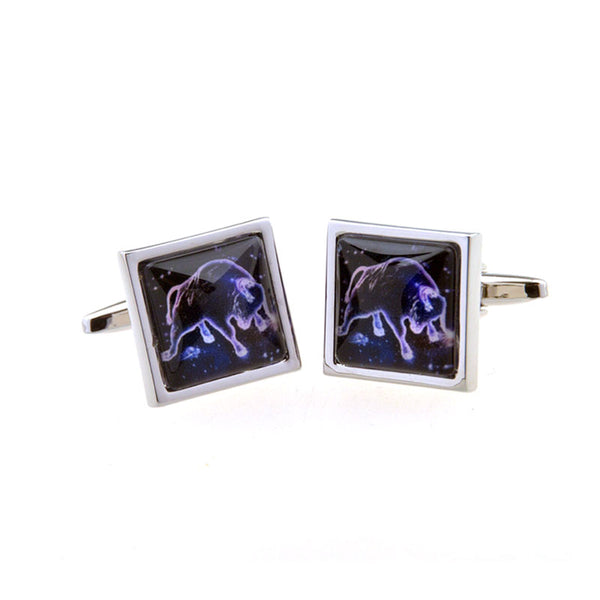 Zodiac Sign Constellation Cateye Glass Cufflinks