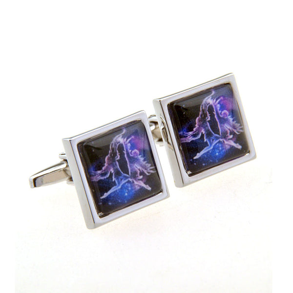 Zodiac Sign Constellation Cateye Glass Cufflinks