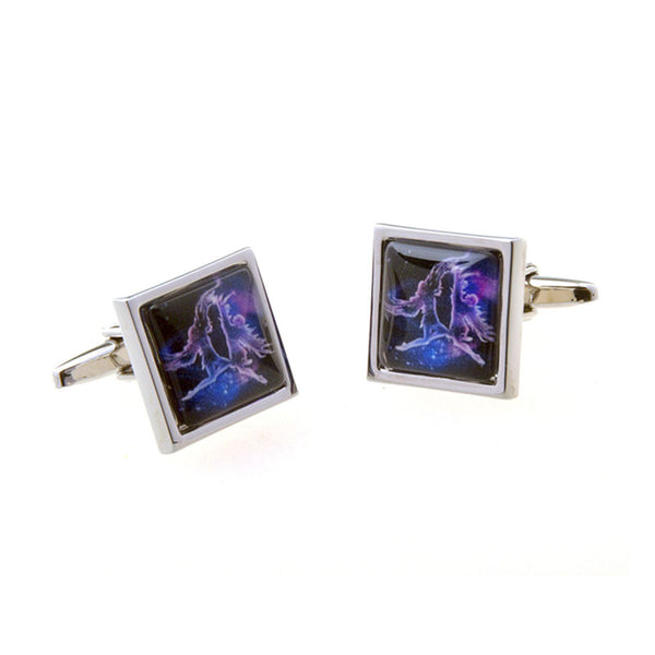 Zodiac Sign Constellation Cateye Glass Cufflinks