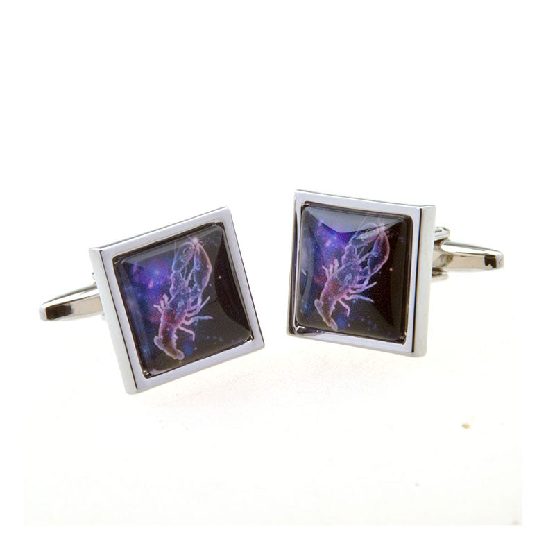 Zodiac Sign Constellation Cateye Glass Cufflinks