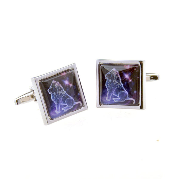 Zodiac Sign Constellation Cateye Glass Cufflinks