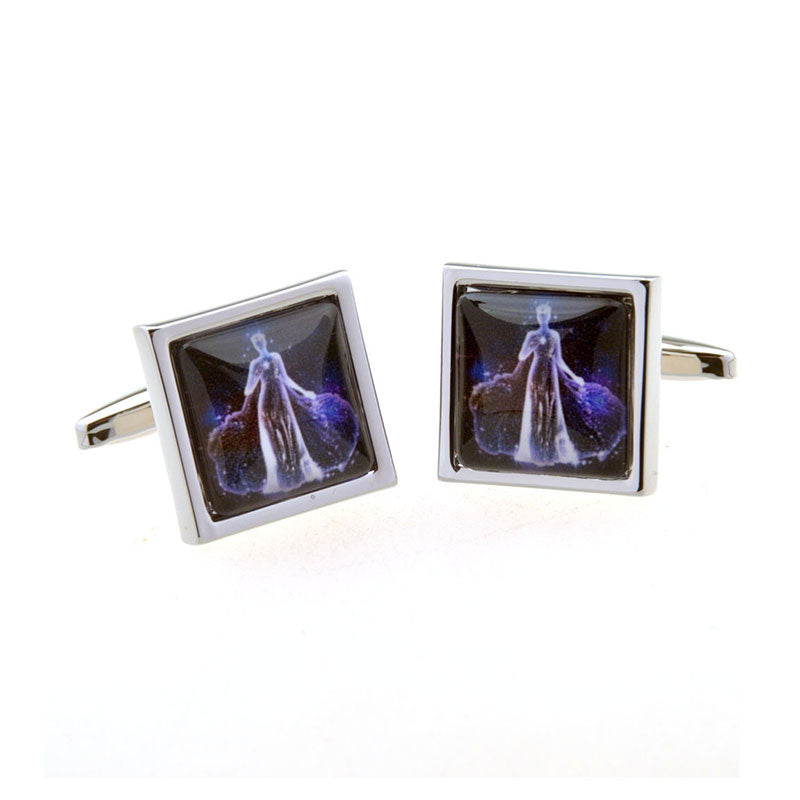 Zodiac Sign Constellation Cateye Glass Cufflinks