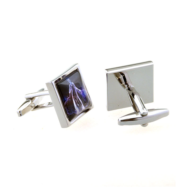 Zodiac Sign Constellation Cateye Glass Cufflinks