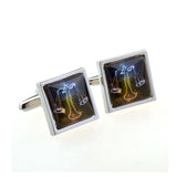 Zodiac Sign Constellation Cateye Glass Cufflinks