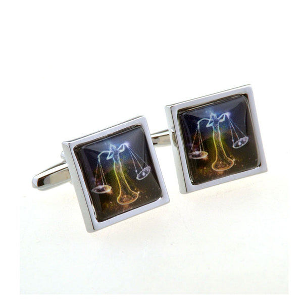 Zodiac Sign Constellation Cateye Glass Cufflinks