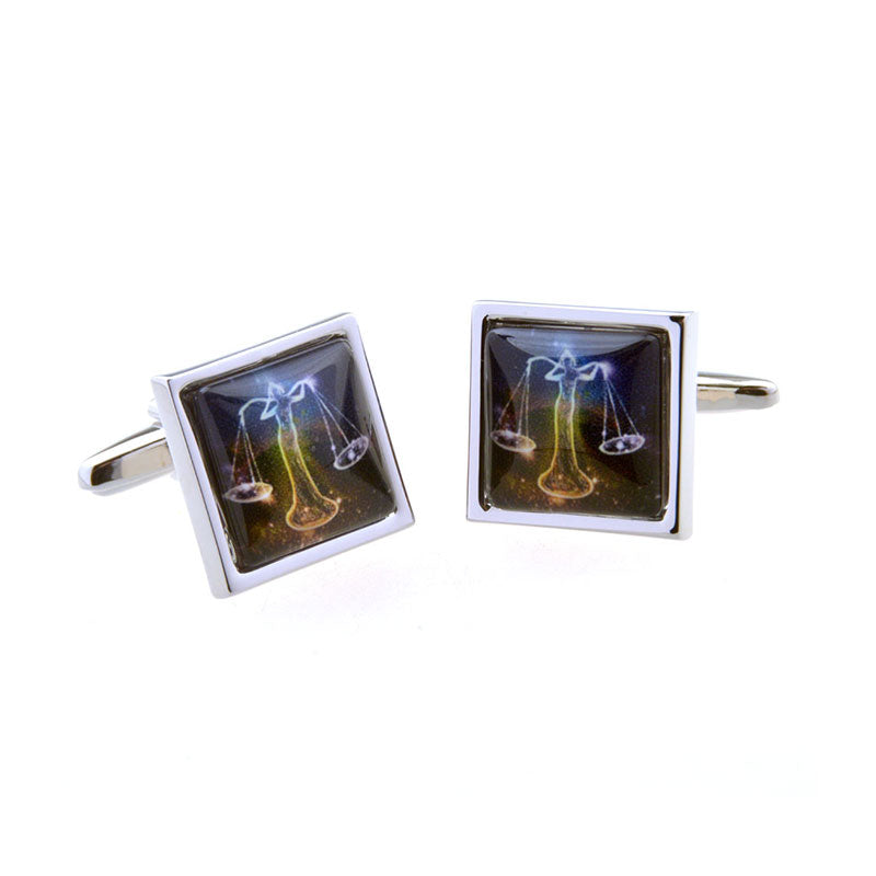 Zodiac Sign Constellation Cateye Glass Cufflinks