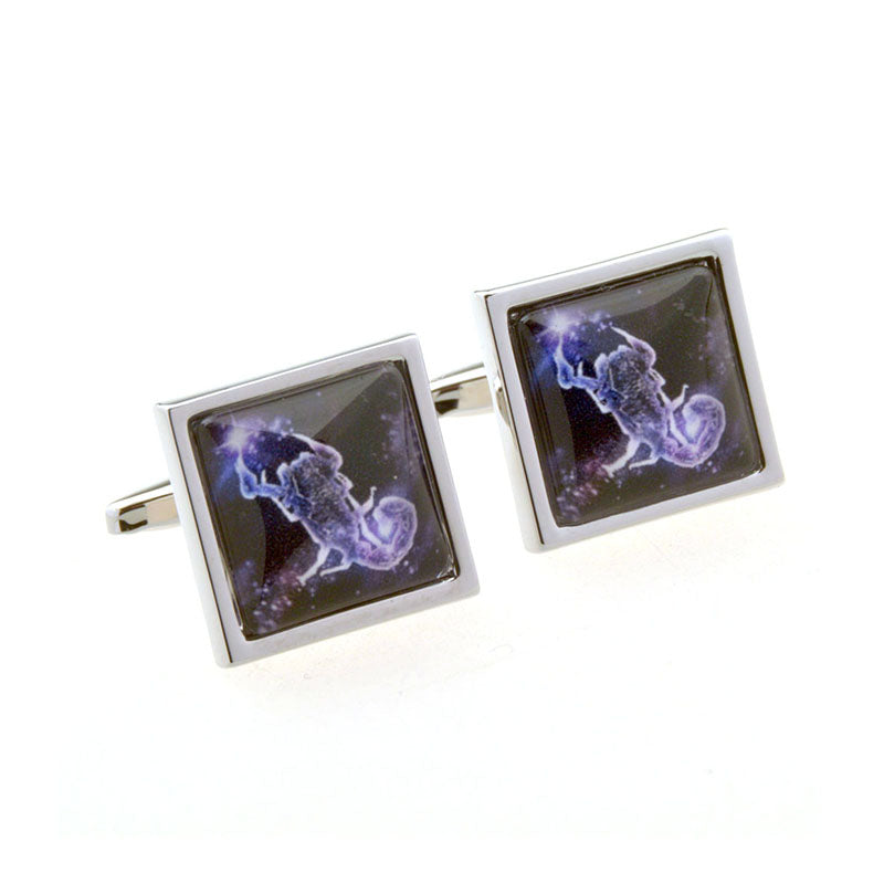 Zodiac Sign Constellation Cateye Glass Cufflinks