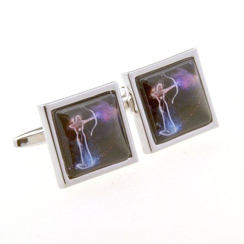 Zodiac Sign Constellation Cateye Glass Cufflinks
