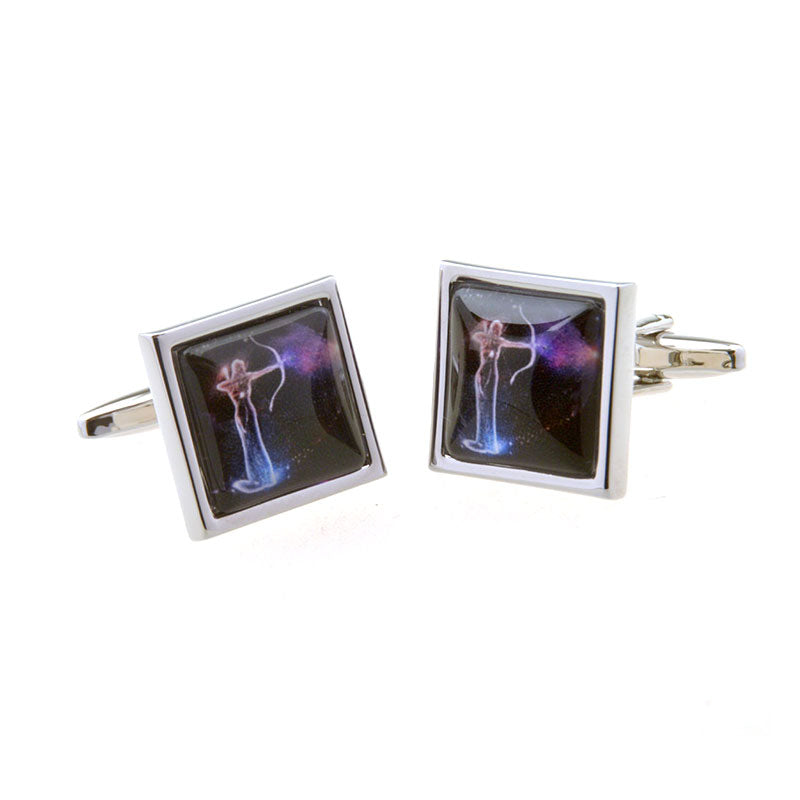 Zodiac Sign Constellation Cateye Glass Cufflinks