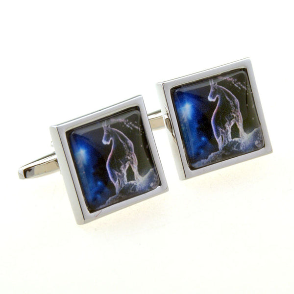 Zodiac Sign Constellation Cateye Glass Cufflinks