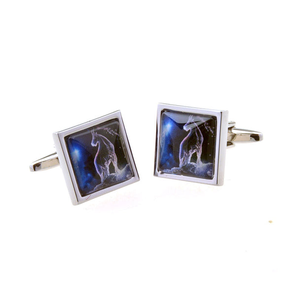 Zodiac Sign Constellation Cateye Glass Cufflinks