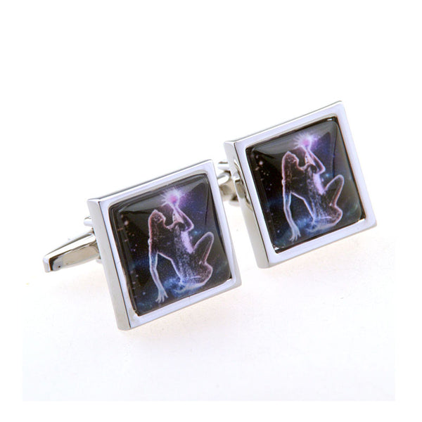 Zodiac Sign Constellation Cateye Glass Cufflinks