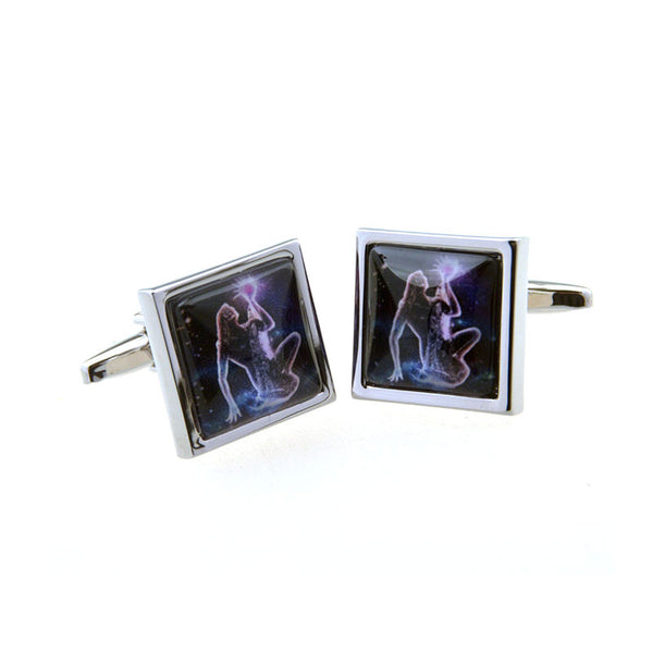 Zodiac Sign Constellation Cateye Glass Cufflinks