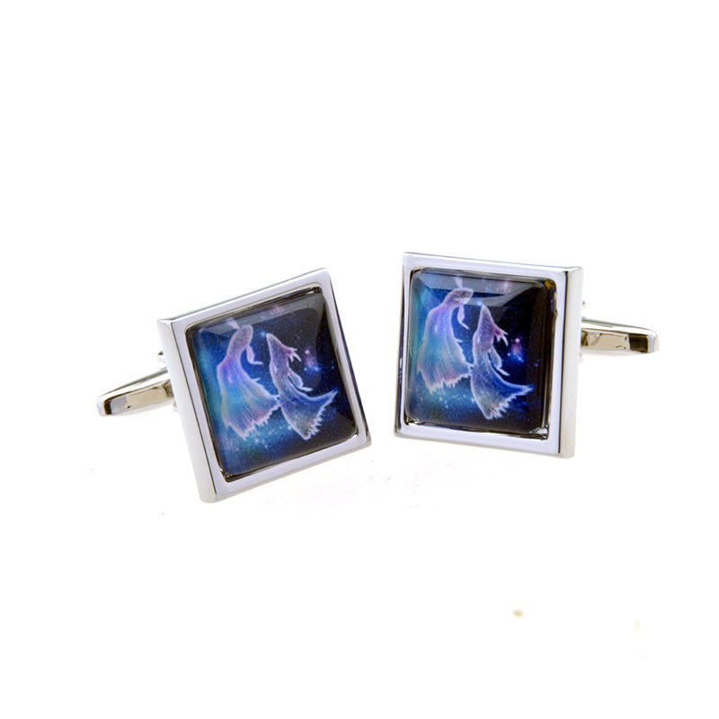 Zodiac Sign Constellation Cateye Glass Cufflinks