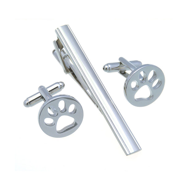 Plain Colour Metal Cufflinks And Collar Set