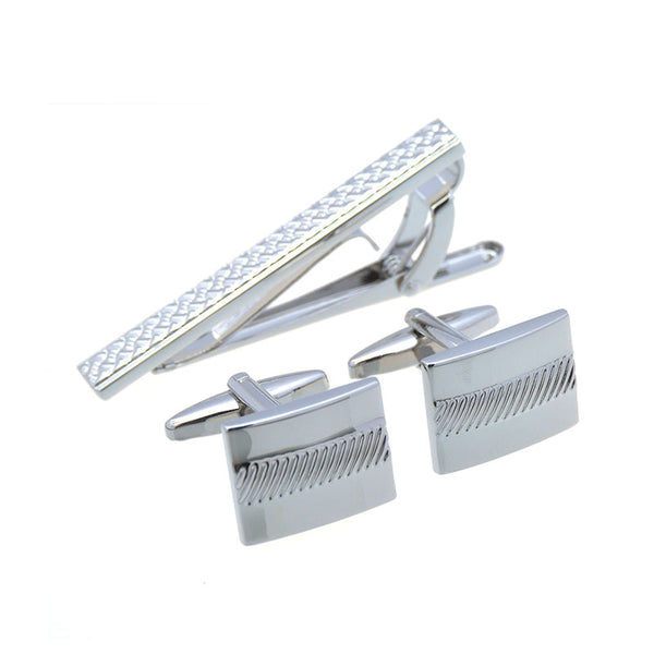 Plain Colour Metal Cufflinks And Collar Set