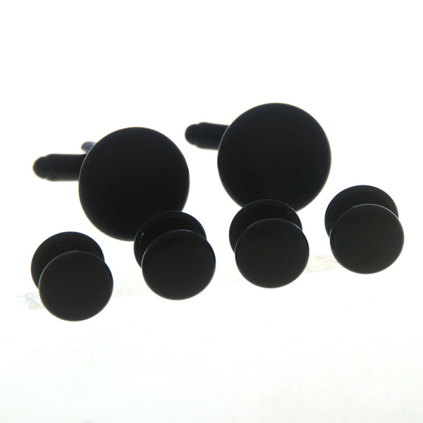 Plain Colour Metal Cufflinks And Collar Set