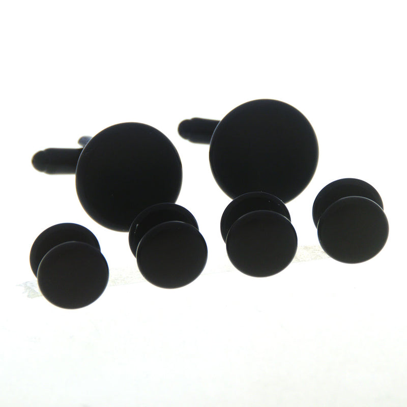 Plain Colour Metal Cufflinks And Collar Set