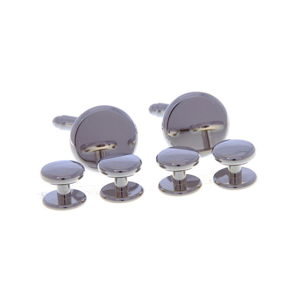 Plain Colour Metal Cufflinks And Collar Set
