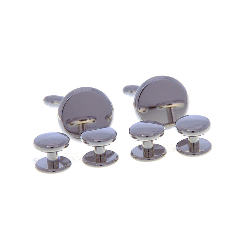 Plain Colour Metal Cufflinks And Collar Set