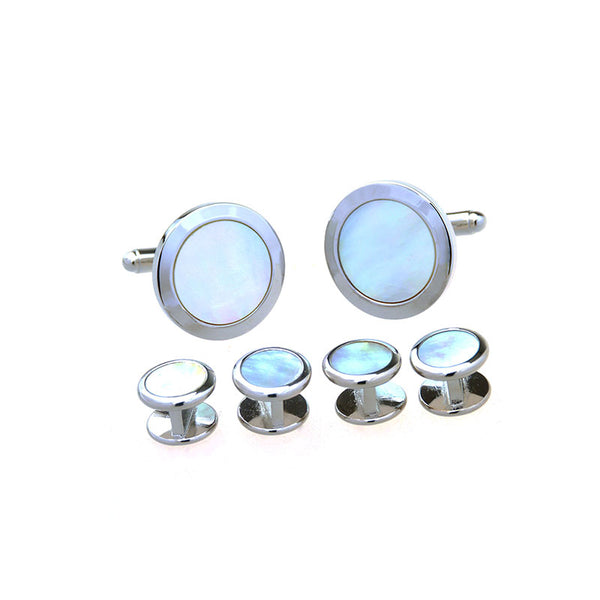Shells Agate Cufflinks And Collar Set