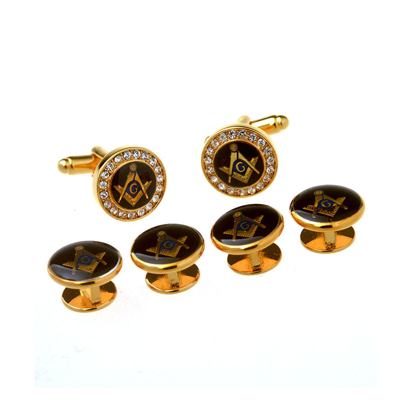 Crystal Zircon Cufflinks And Collar Set