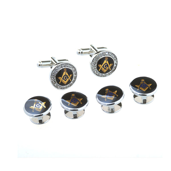 Crystal Zircon Cufflinks And Collar Set