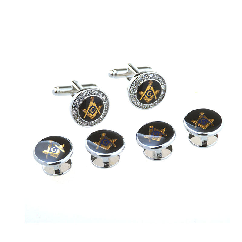 Crystal Zircon Cufflinks And Collar Set