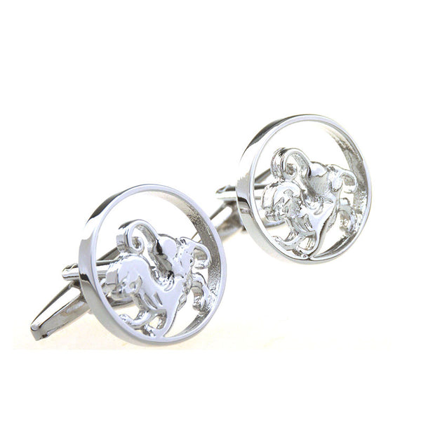 Zodiac Sign Constellation Plain Colour Metal Cufflinks