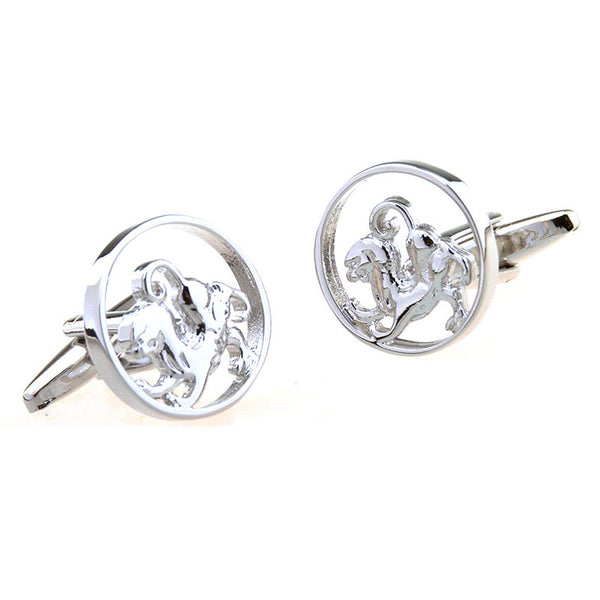 Zodiac Sign Constellation Plain Colour Metal Cufflinks