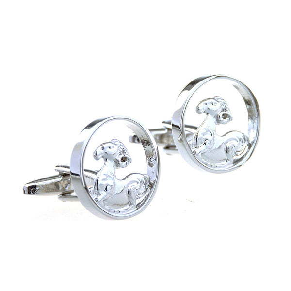 Zodiac Sign Constellation Plain Colour Metal Cufflinks