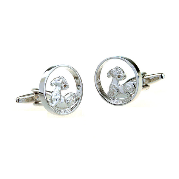 Zodiac Sign Constellation Plain Colour Metal Cufflinks