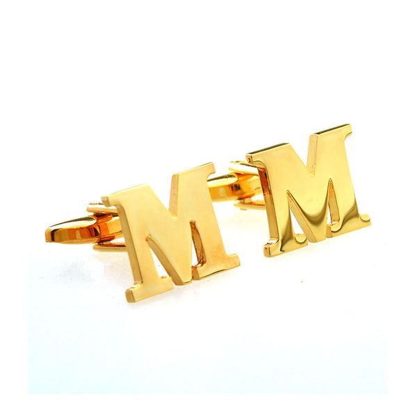 Number Letter Plain Colour Metal Cufflinks