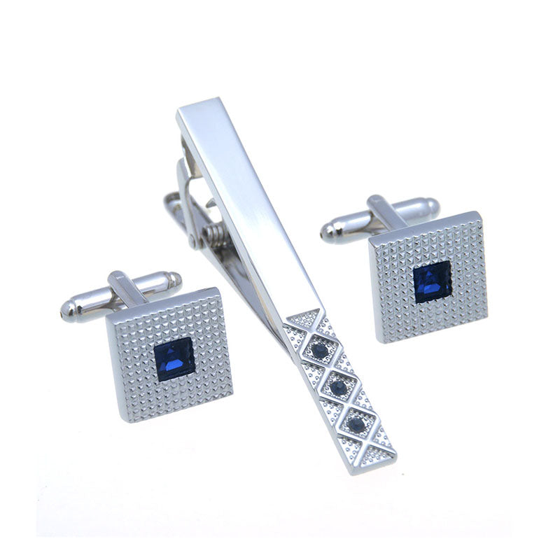 Crystal Zircon Cufflinks And Collar Set