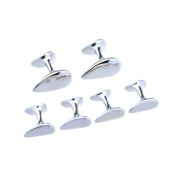 Plain Colour Metal Cufflinks And Collar Set