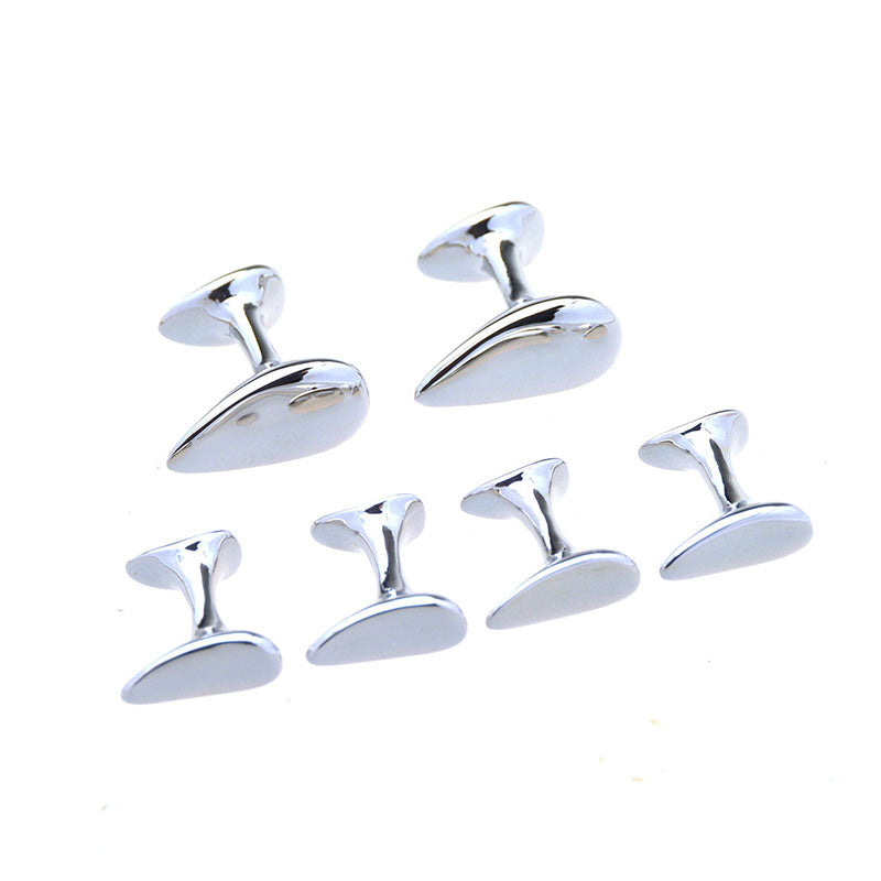 Plain Colour Metal Cufflinks And Collar Set