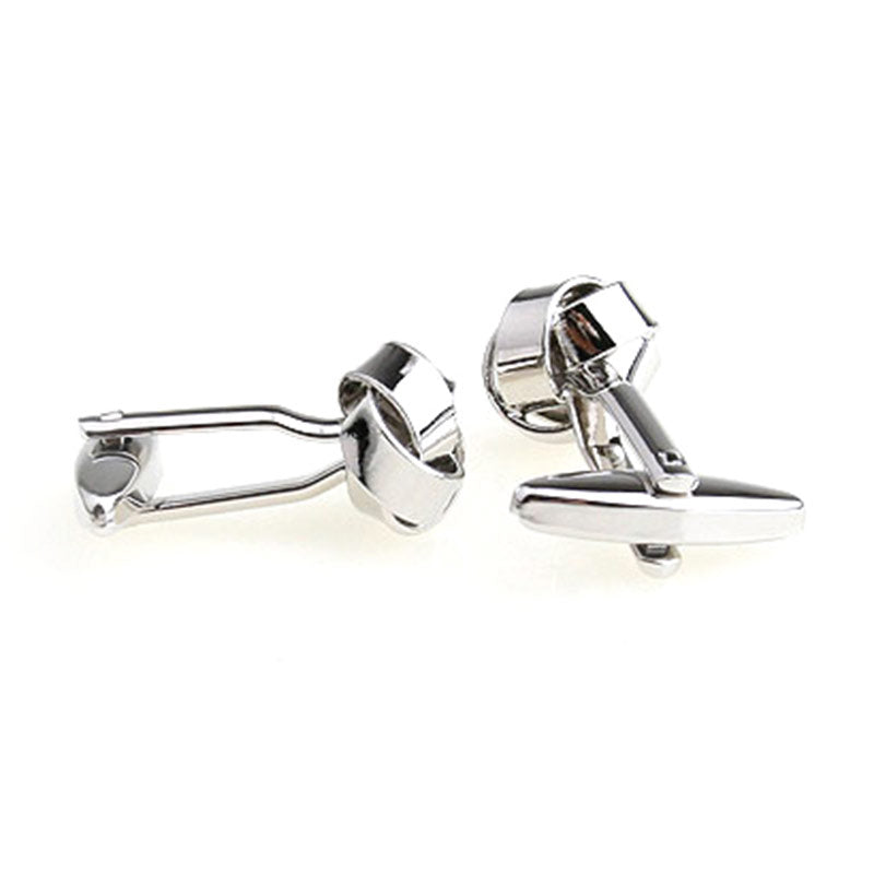 Laser Laser Chinese Knot Plain Colour Metal Cufflinks