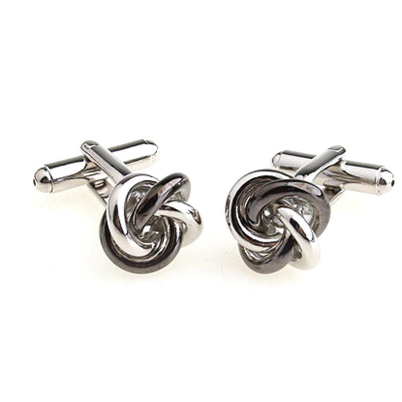 Laser Laser Chinese Knot Plain Colour Metal Cufflinks