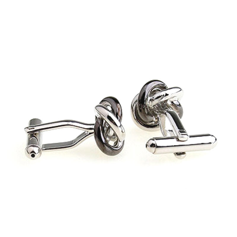 Laser Laser Chinese Knot Plain Colour Metal Cufflinks