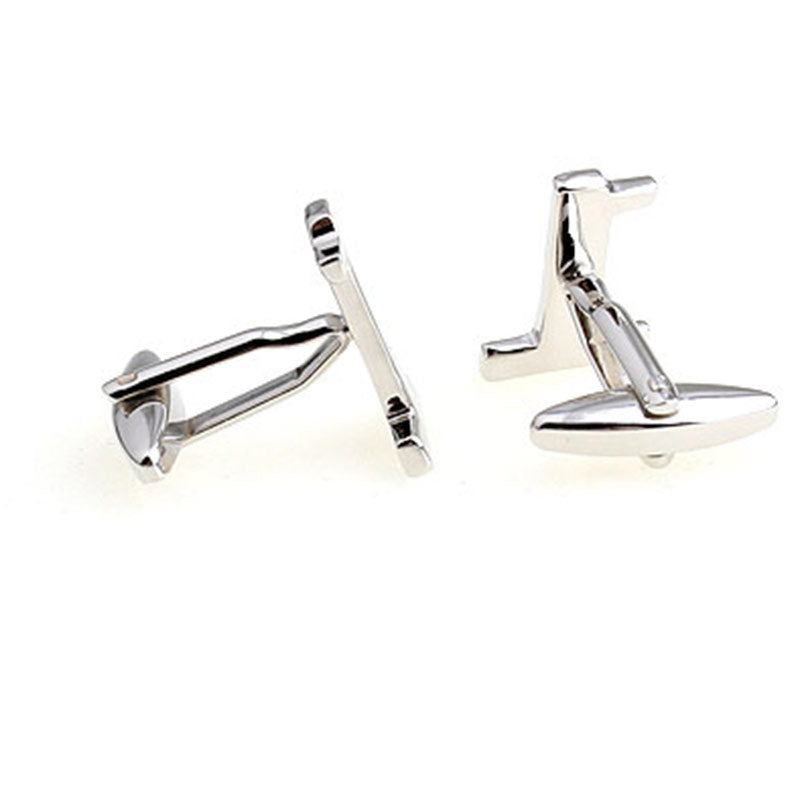 Number Letter Plain Colour Metal Cufflinks