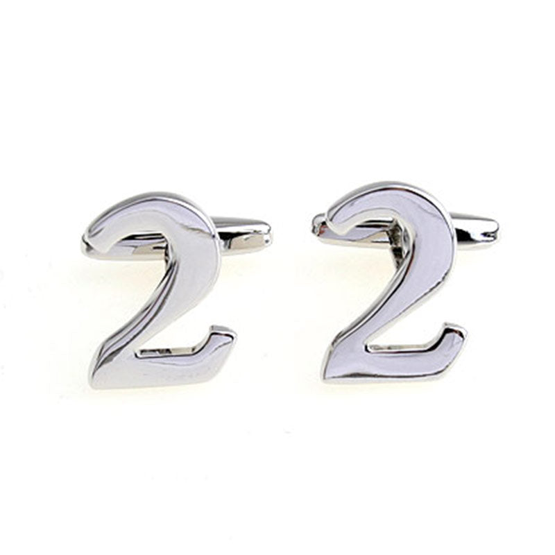 Number Letter Plain Colour Metal Cufflinks