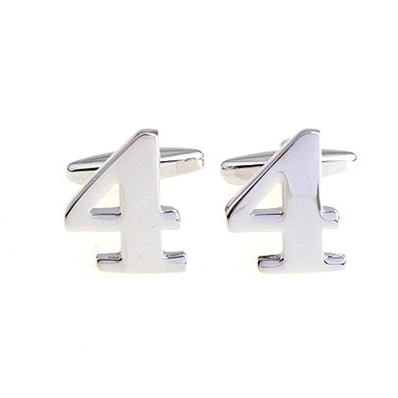 Number Letter Plain Colour Metal Cufflinks