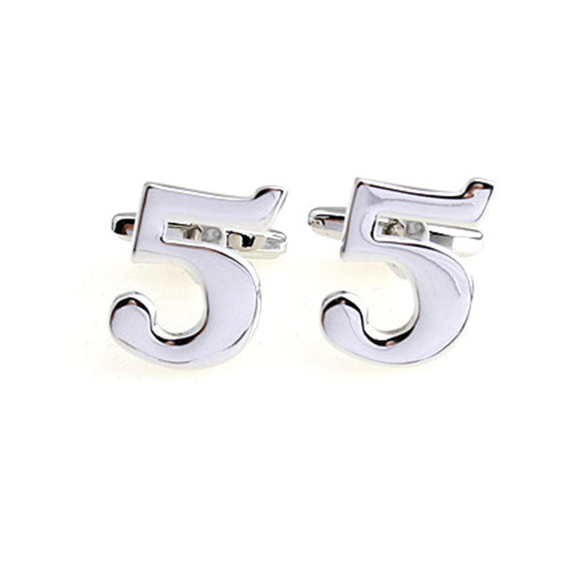 Number Letter Plain Colour Metal Cufflinks