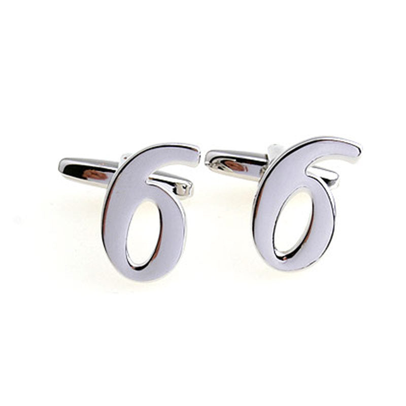Number Letter Plain Colour Metal Cufflinks