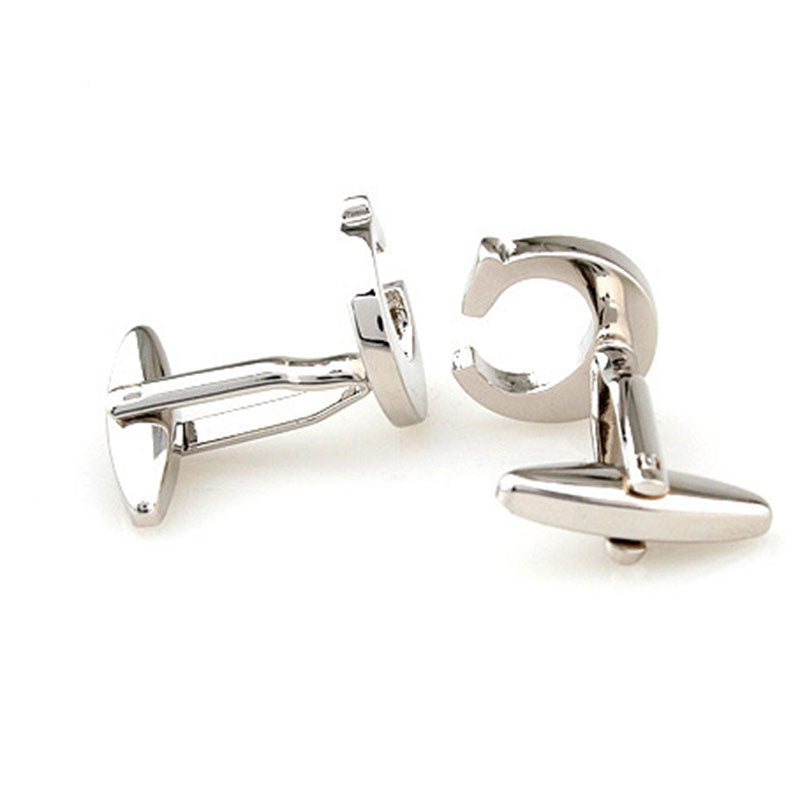 Number Letter Plain Colour Metal Cufflinks