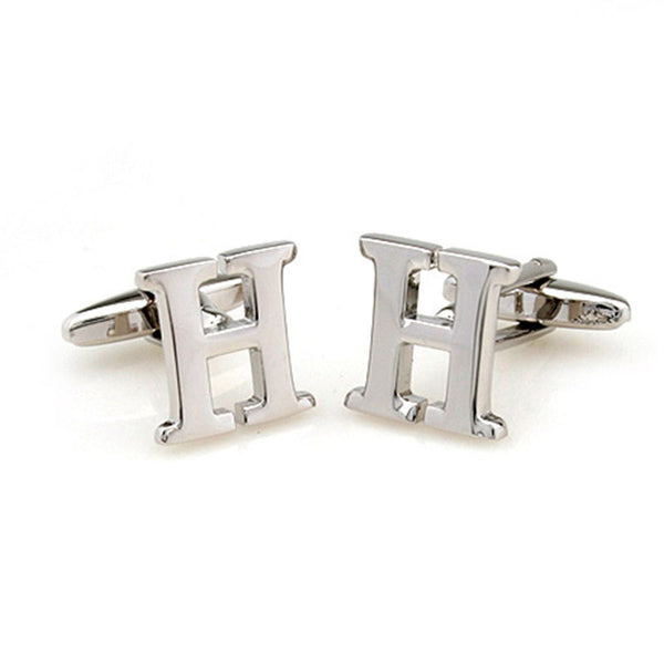 Number Letter Plain Colour Metal Cufflinks