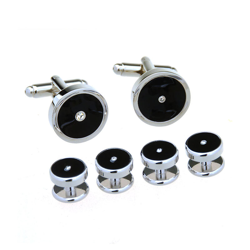 Crystal Zircon Cufflinks And Collar Set