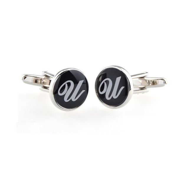 Number Letter Enamel Dropping Glue Cufflinks